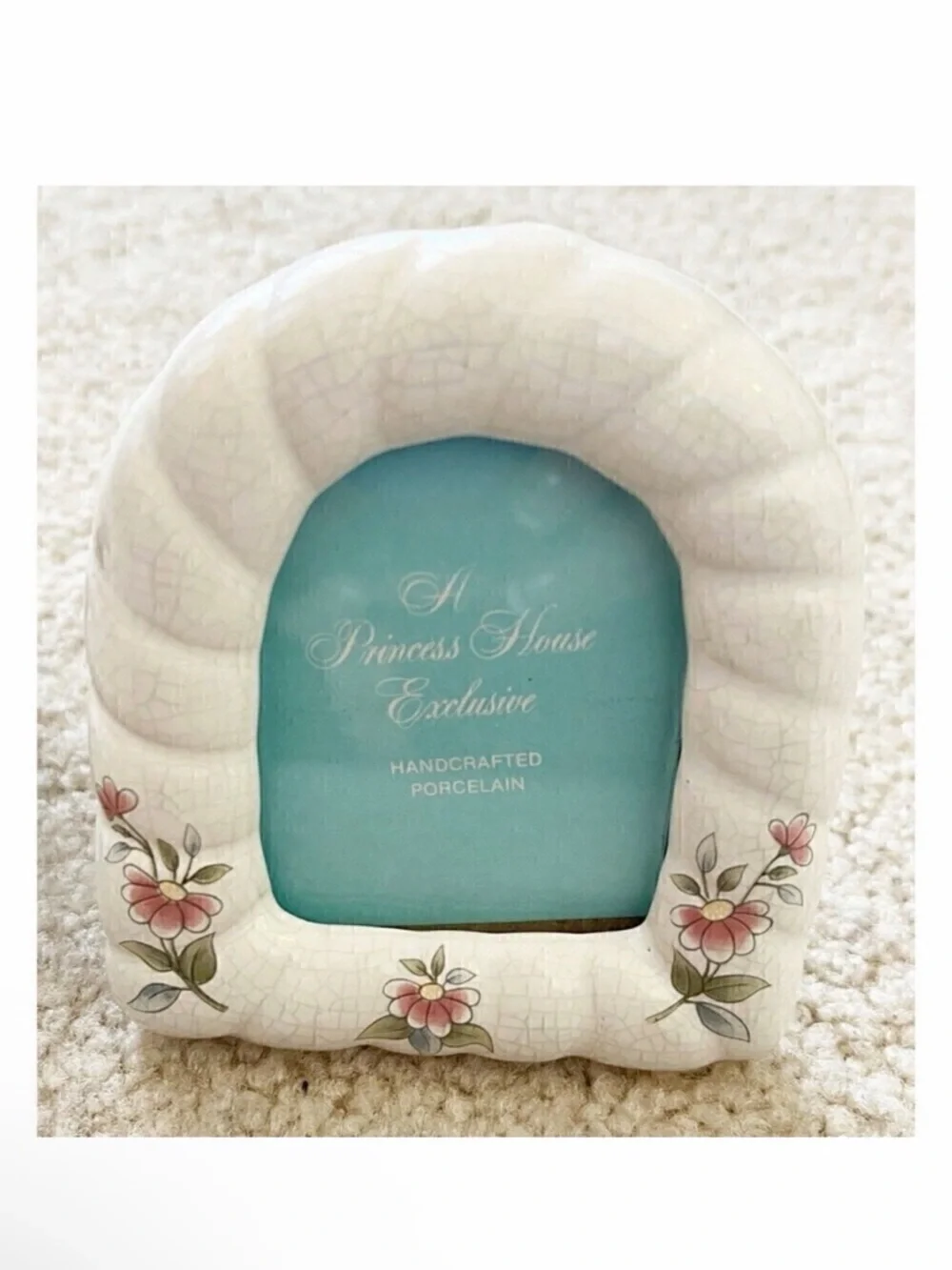 Victorian Roses Picture Frame Romantic Small Porcelain Crackle Princess Baby